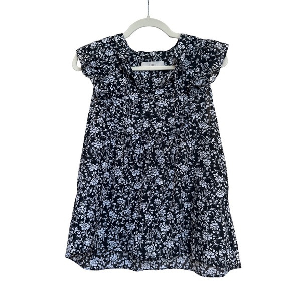 LOFT Floral Ruffle Tie Neck Shell – Size M – Style #590526 - Picture 1 of 6